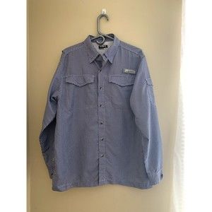 Habit Men's Medium Blue Checkered Vented Fishing Long Sleeve Shirt 40+ Solar